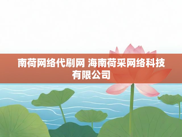南荷网络代刷网 海南荷采网络科技有限公司