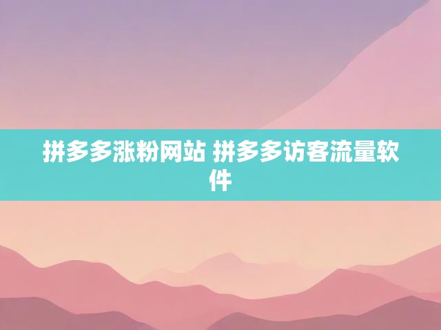 拼多多涨粉网站 拼多多访客流量软件