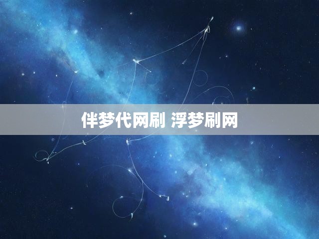 伴梦代网刷 浮梦刷网